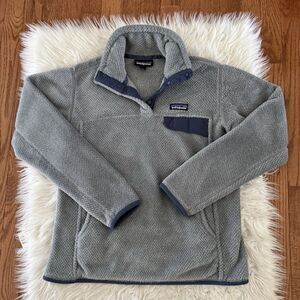 Patagonia Jacket Retool Snap T Women’s Medium Gray Blue Fleece Sweater Outdoor